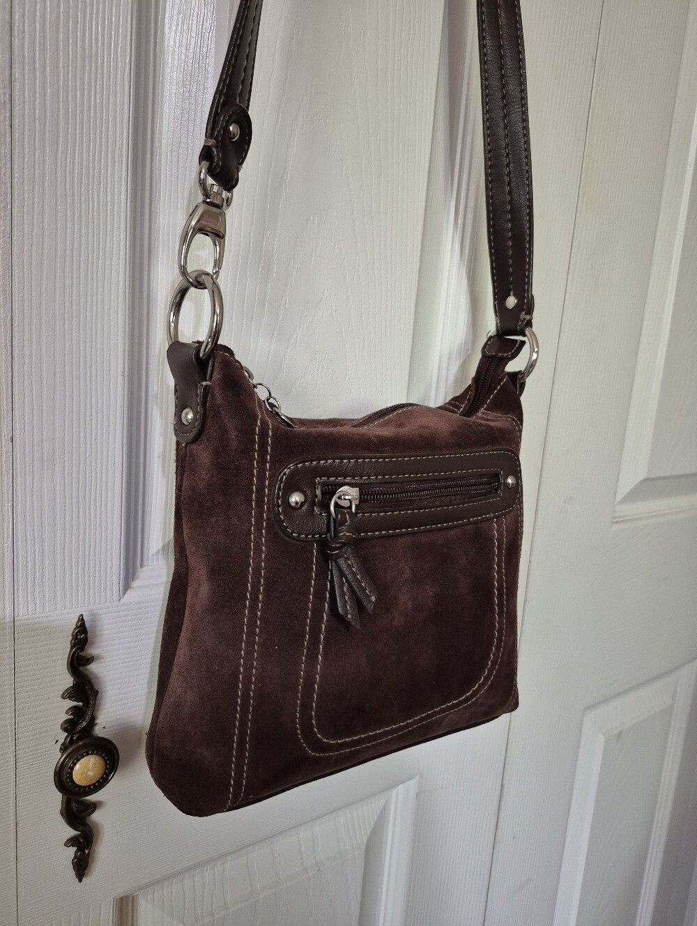 A.n.a brown leather suede crossbody bag - Picture 2 of 11